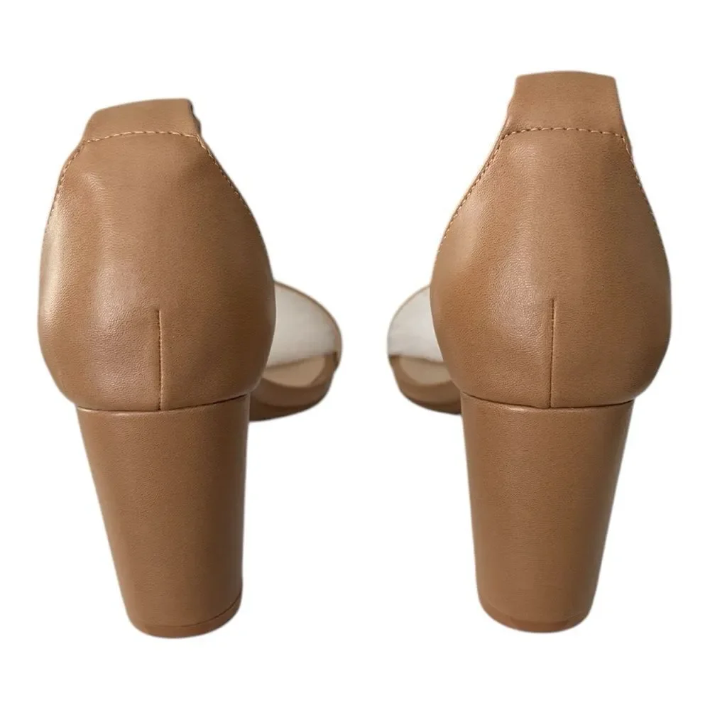 Dream Pairs Nude Tan Block Heel Ankle Strap Sandals Size 12 Low Chunk⁠